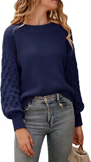PRETTYGARDEN Women's 2025 Winter Pullover Sweater Casual Long Sleeve Crewneck Loose Chunky Knit Jumper Tops Blouse