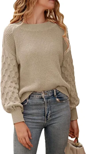 PRETTYGARDEN Women's 2025 Winter Pullover Sweater Casual Long Sleeve Crewneck Loose Chunky Knit Jumper Tops Blouse