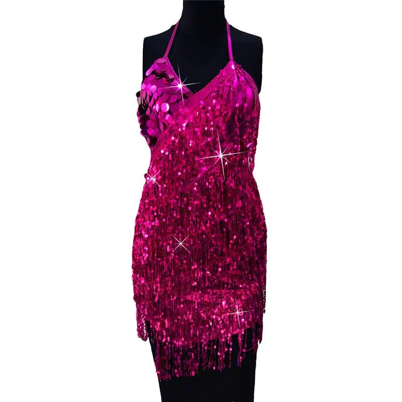 Sequin Fringed Halter Dress