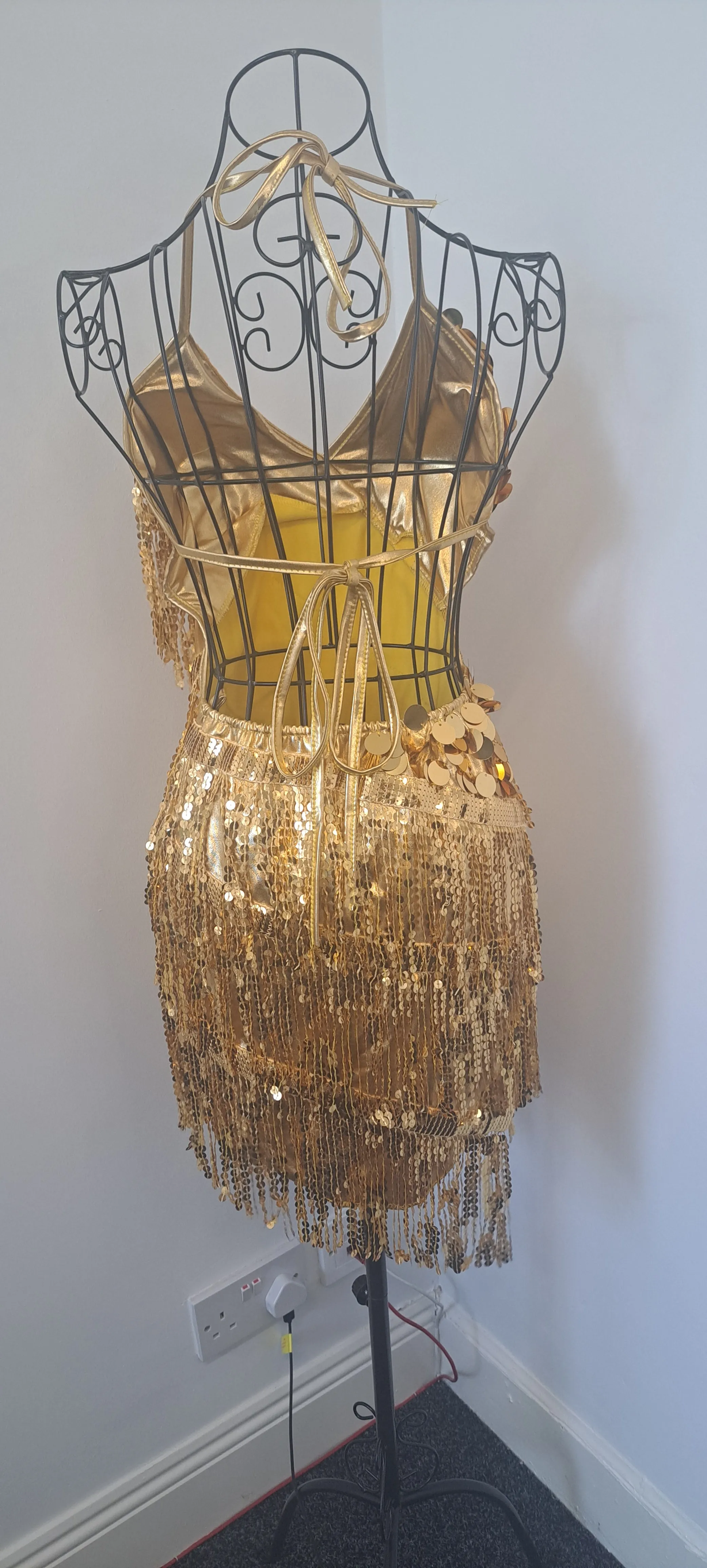 Sequin Fringed Halter Dress