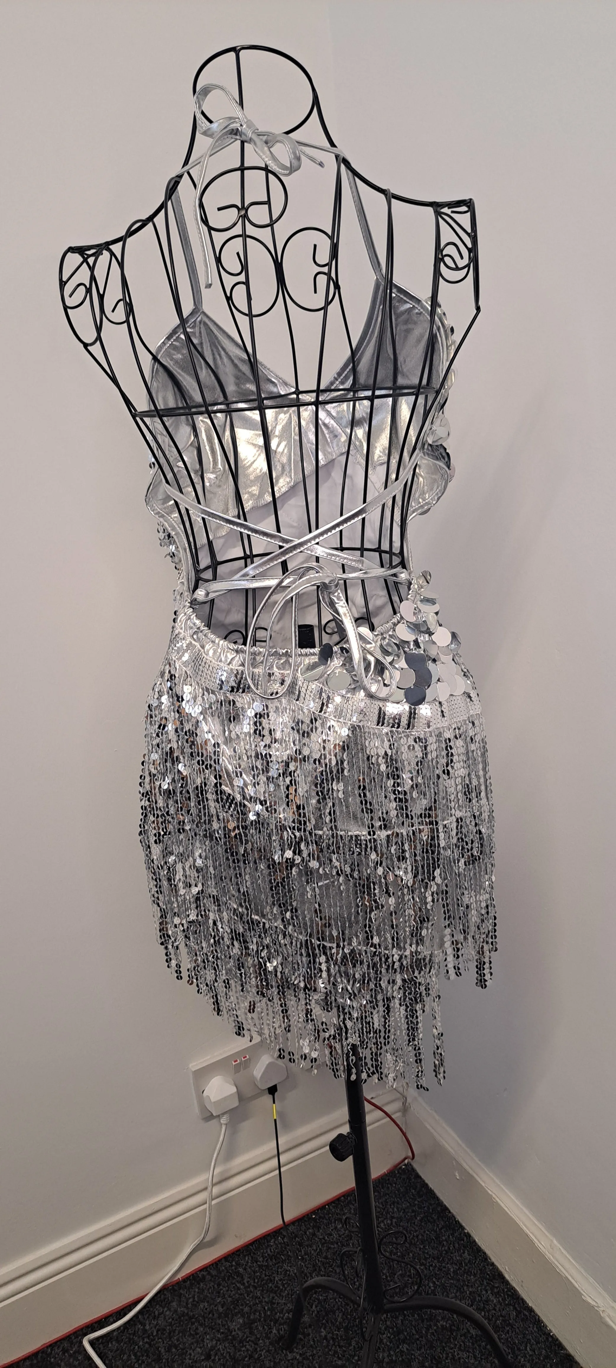 Sequin Fringed Halter Dress