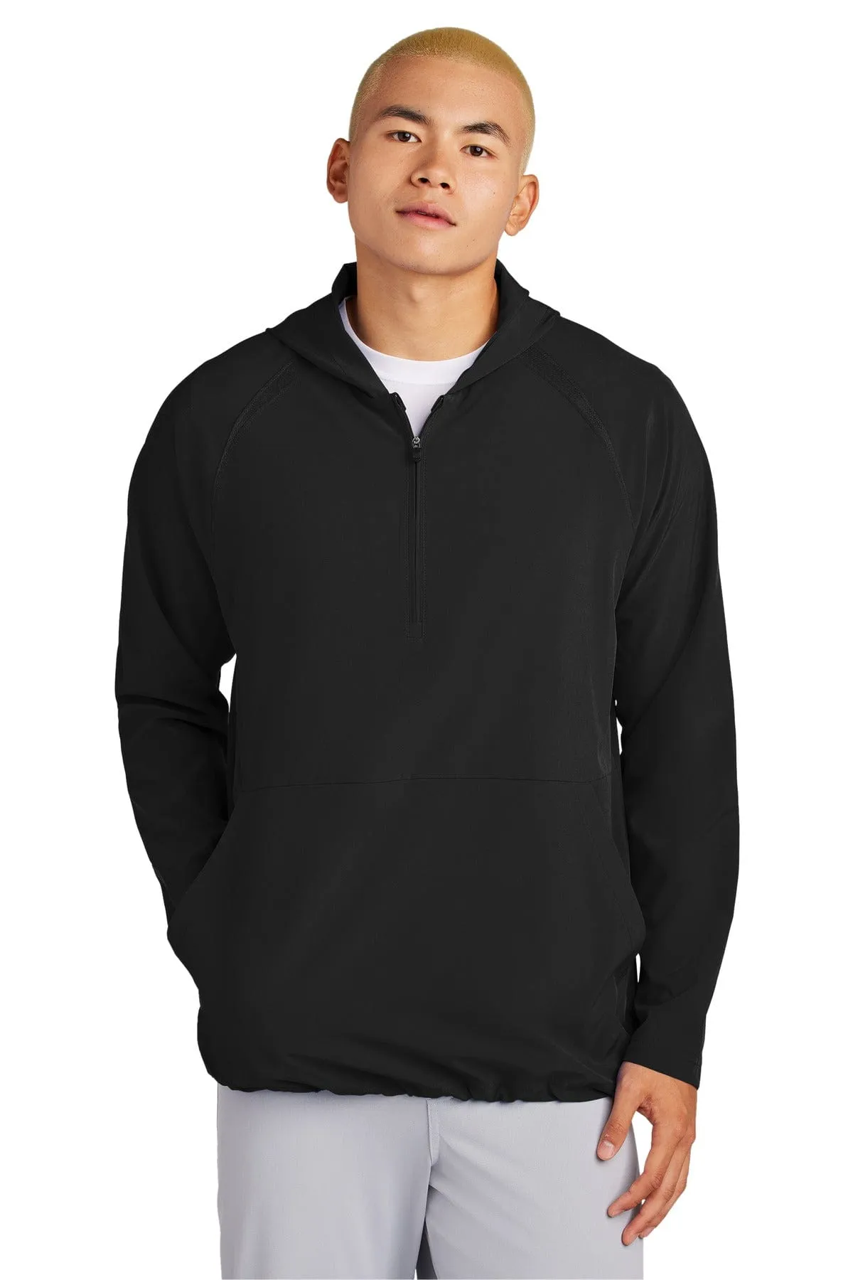 Sport-Tek JST488: Repeat 1/2-Zip Long Sleeve Hooded Jacket