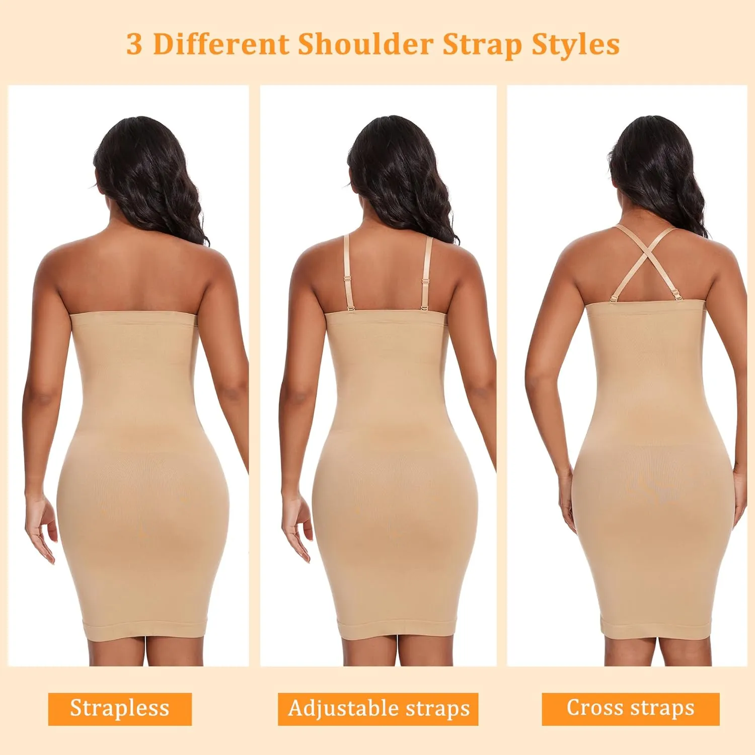 Strapless Shapewear Dress Full Slip Dress for Women Seamless Body Shaper Under Dresses Tummy Control Dress