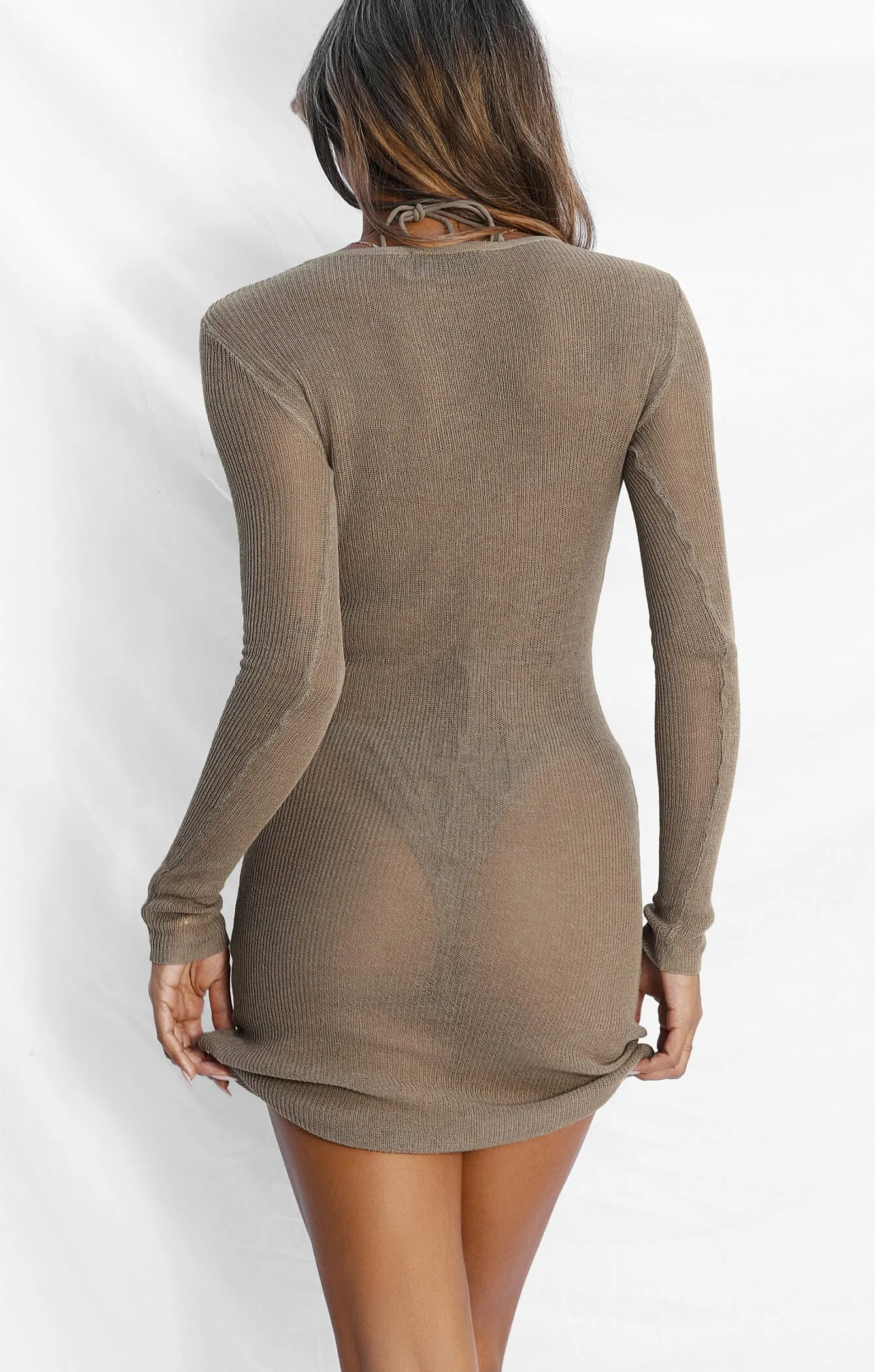 THE KNITTED L/S DRESS - SLATE