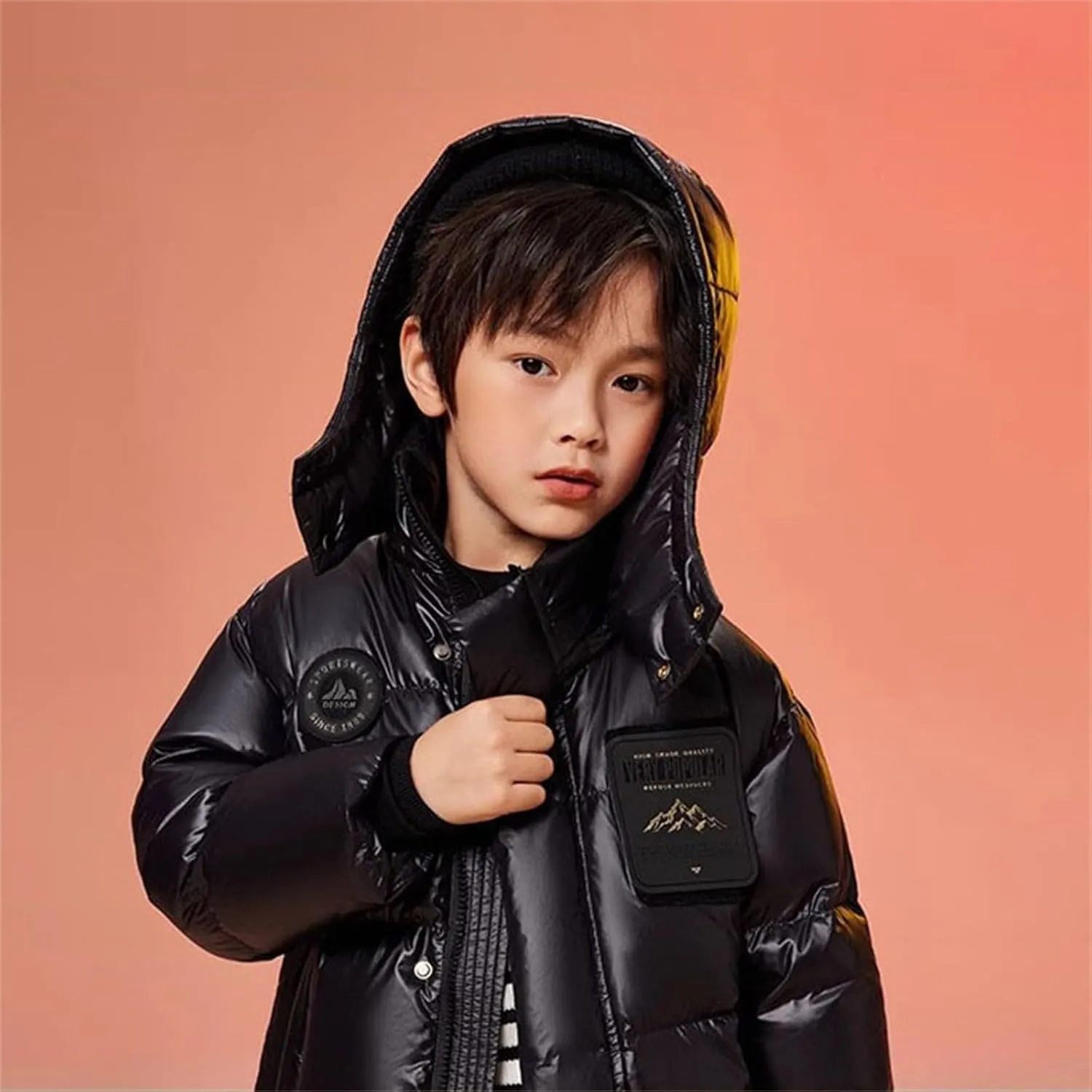 ToddlBy Boys Girls Long Puffer Down Jacket Kids Hooded Down Winter Coat Thick Warm Coat Parka Padded Jacket