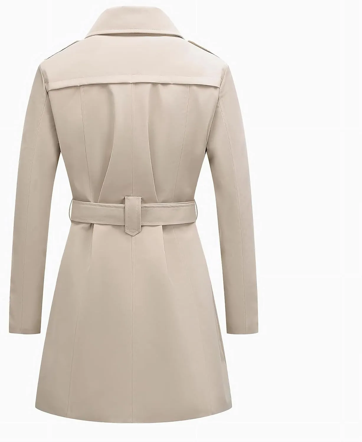TRATENBY Women's Trench Coat Long Double Breasted Peacoat for Outerwear Trench Knee Length