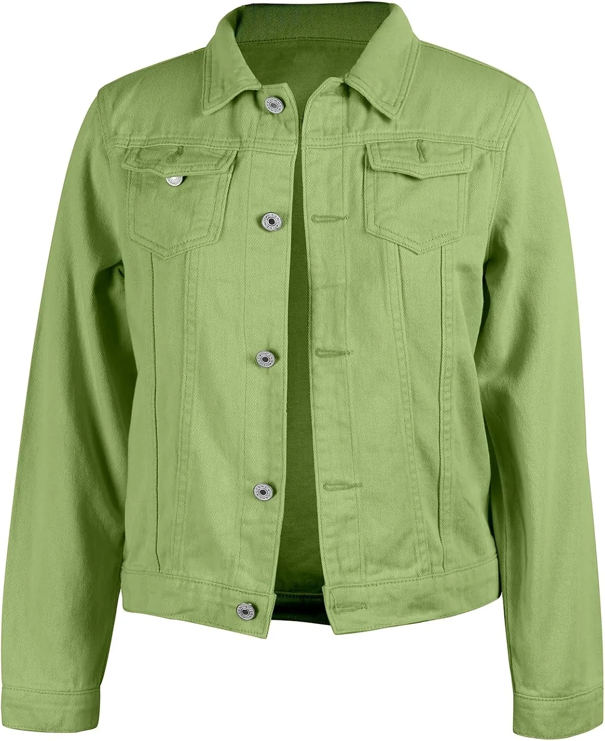 utcoco Women's Cropped Jean Jacket Long Sleeve Casual Button Down Denim Jacket