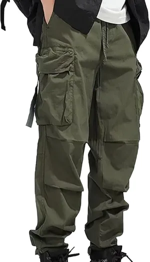 Utility Cargo Pants Men Scrub Work Pants Stretch Waist   Side Zipper Pockets Technicians Royal Blue & Hunter Green