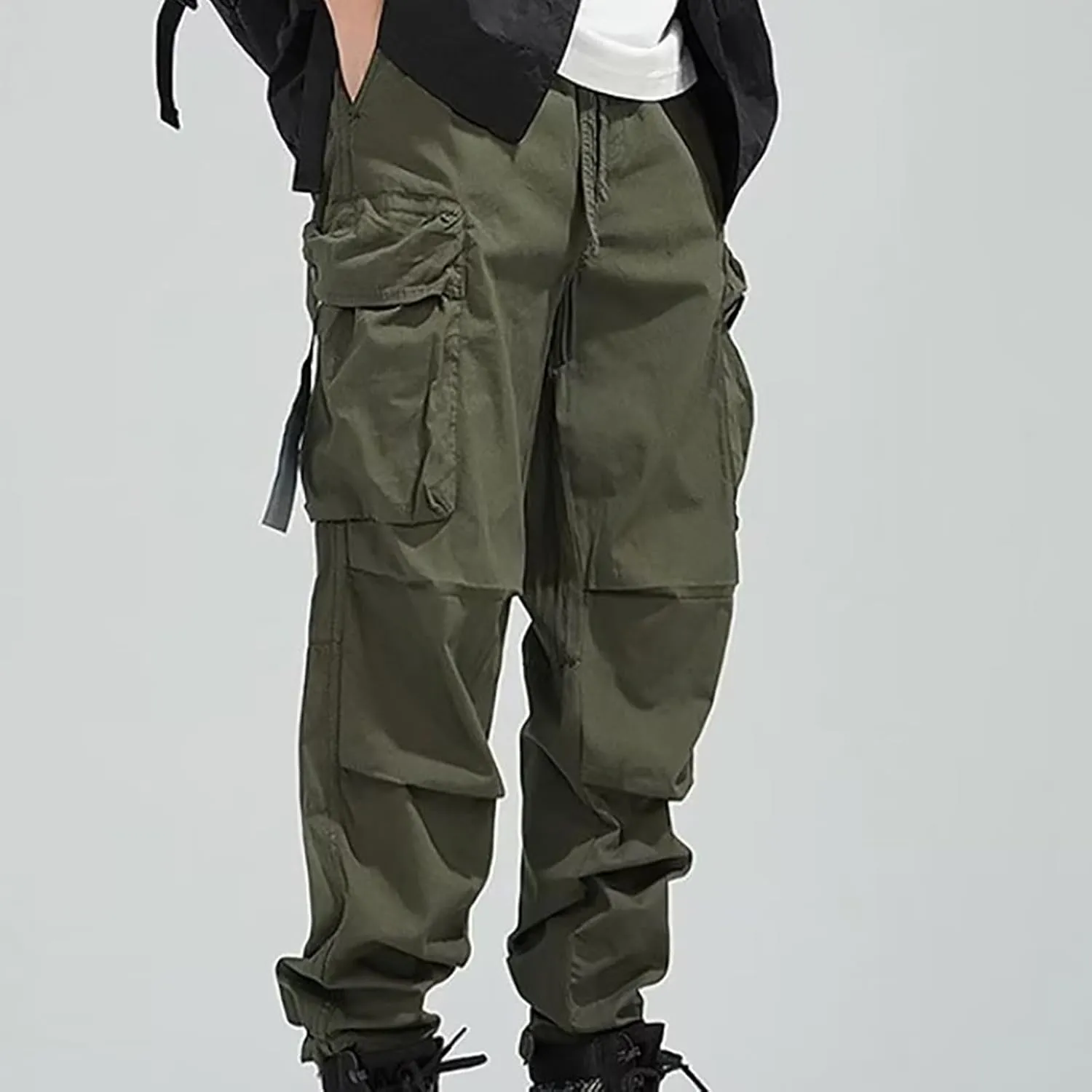 Utility Cargo Pants Men Scrub Work Pants Stretch Waist   Side Zipper Pockets Technicians Royal Blue & Hunter Green