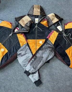 Vintage Carhartt Rework Style Corduroy patchwork Hooded Jackets - MOQ 30 pcs