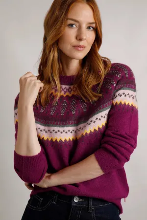 Weird Fish 14 Boysenberry Eco Lowell Fair Isle Jumper