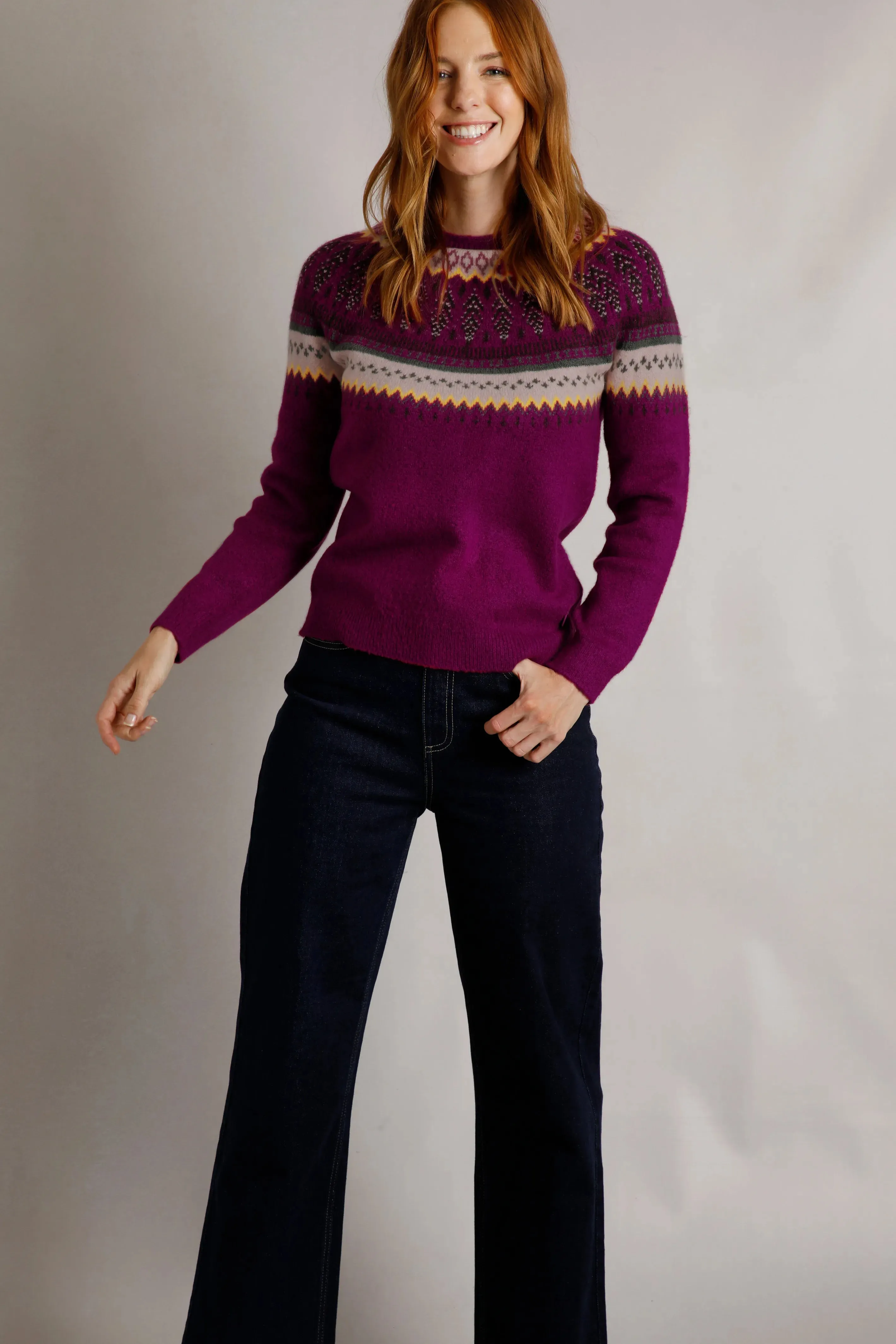 Weird Fish 14 Boysenberry Eco Lowell Fair Isle Jumper