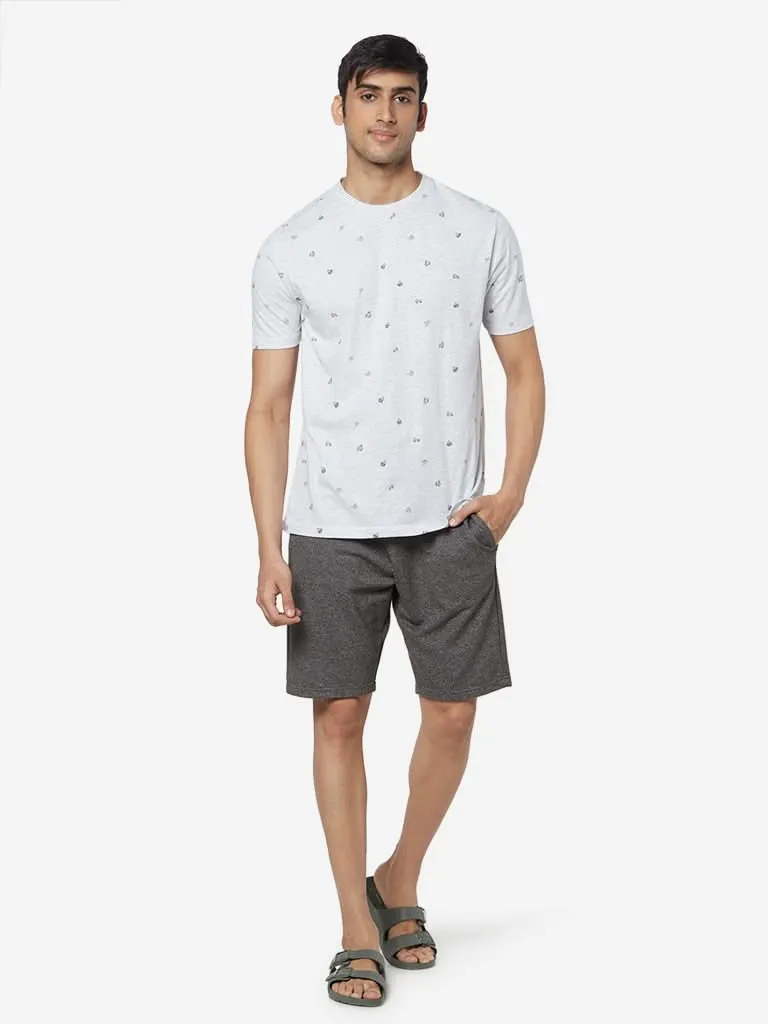 WES Lounge Grey Mel Relaxed-Fit Print T-Shirt
