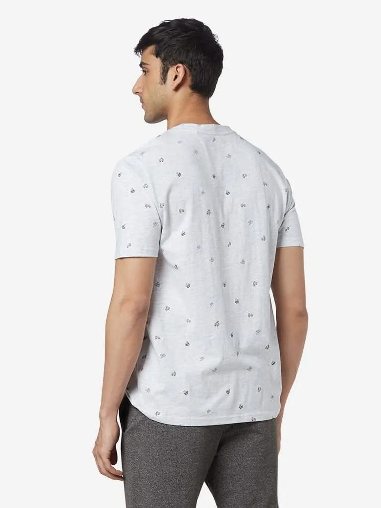 WES Lounge Grey Mel Relaxed-Fit Print T-Shirt