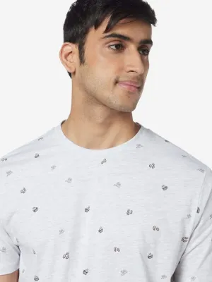 WES Lounge Grey Mel Relaxed-Fit Print T-Shirt