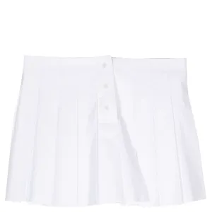 White Womens Box Pleated Mini Skirt
