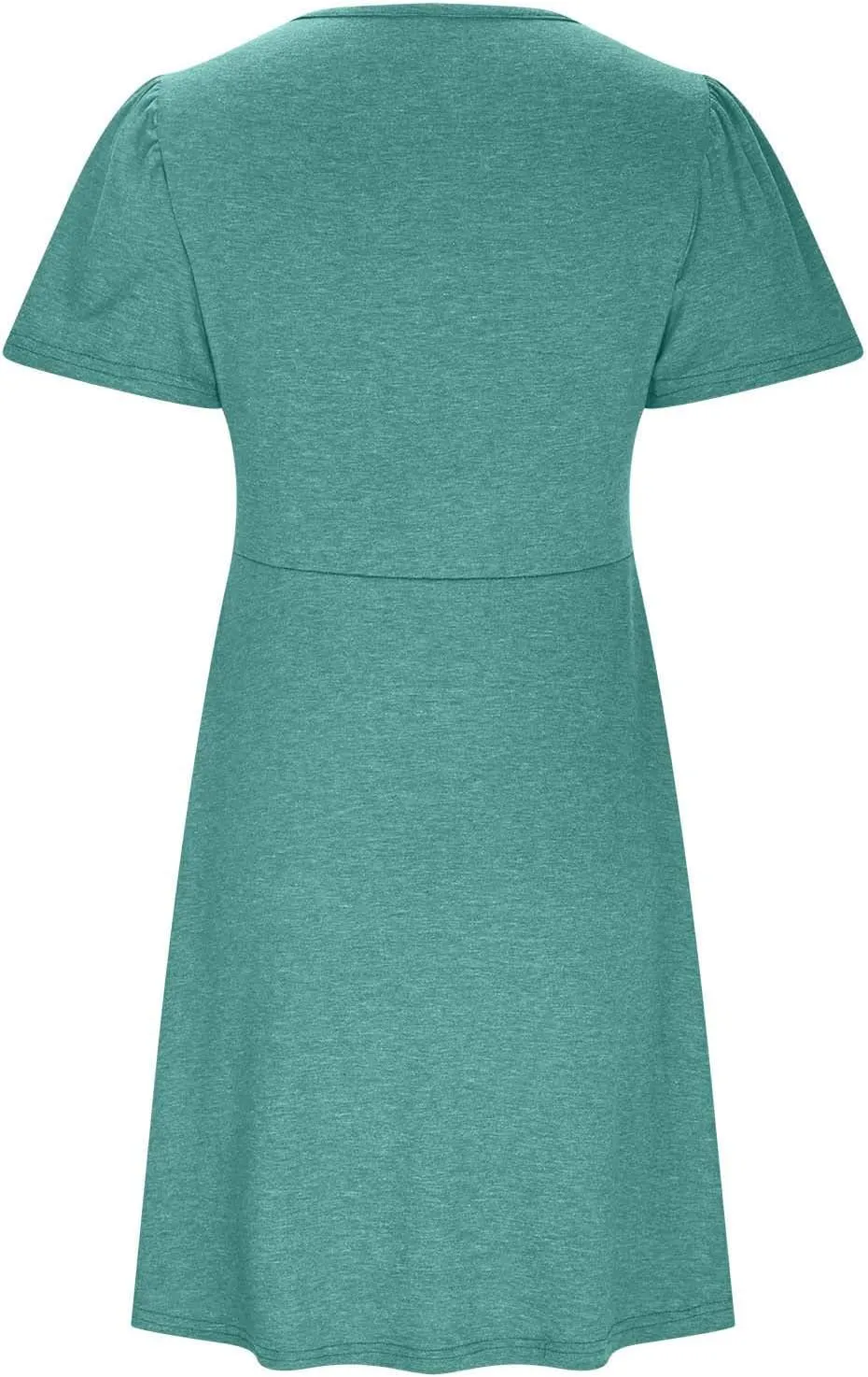 Womens Casual Summer Twist Front V Neck Short Sleeve Mini Dress, Elegant Short Sleeve Swing Sundress Beach Outfits